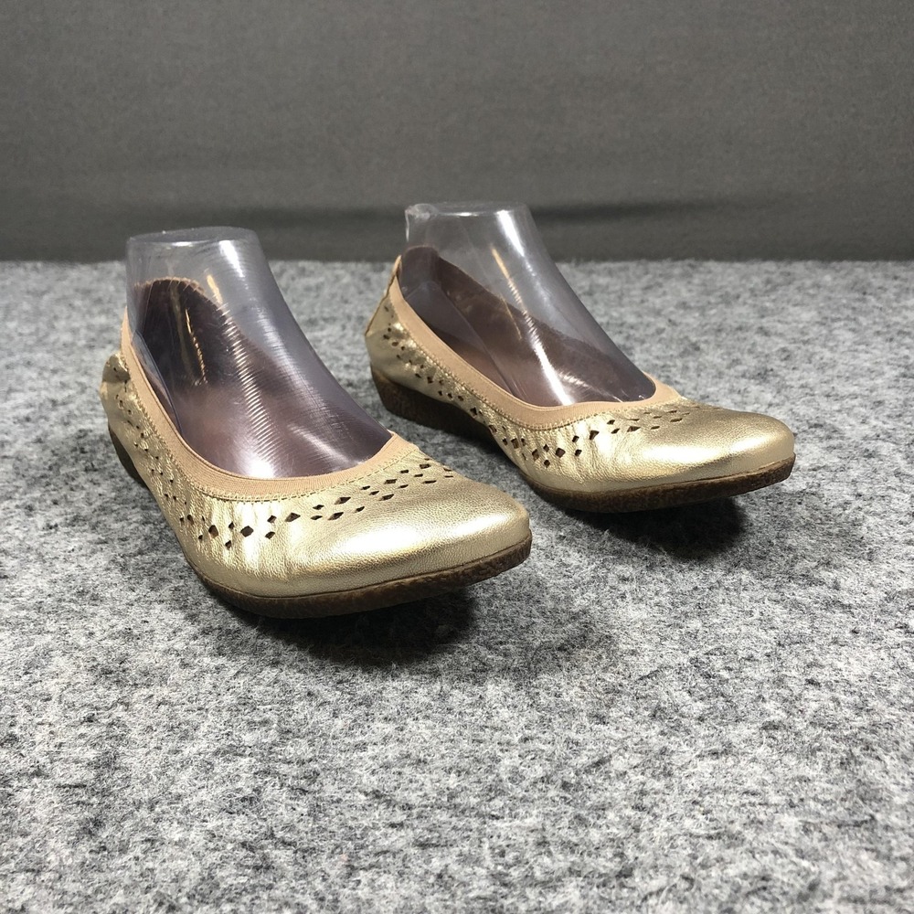 Taos Ballet Flats Womens 10 10.5 Gold Leather Slip On Comfort Casual Shoes